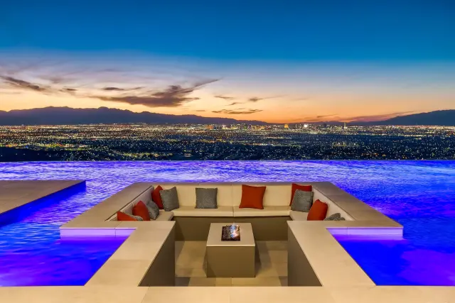 Outdoor living space and patio by LV Lux Construction